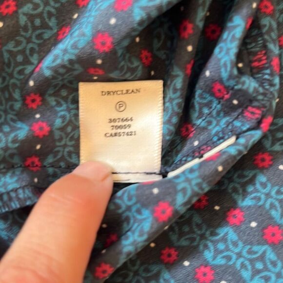 Ann Taylor Blue Red Abstract Print Long Sleeve Sheath Dress Size 4 Office Work - Picture 6 of 6